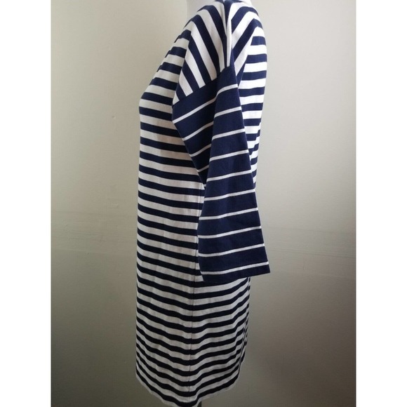 J. Crew Nautical Stripe Long Sleeve Jersey Casual Dress XS Blue Boat Neck - Picture 4 of 7